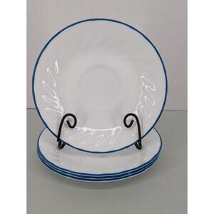 Vintage CORELLE Saucers Blue Velvet Blue Roses Set Of 4 Retired